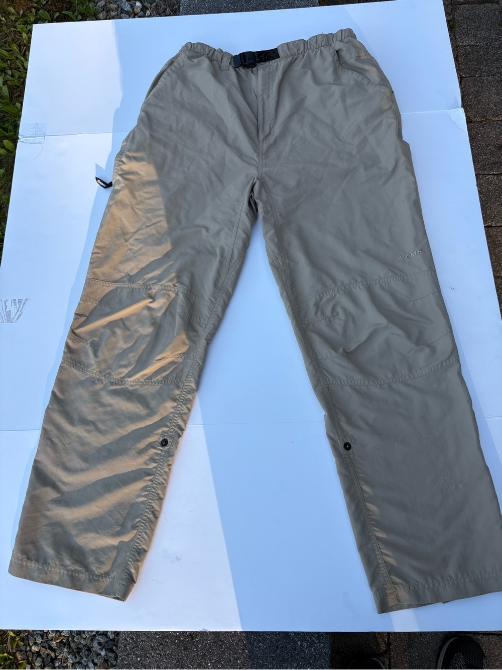 Eastern Mountain Sports Woman’s Tan/olive Hiking pants w/snap up cuffs-Size 14